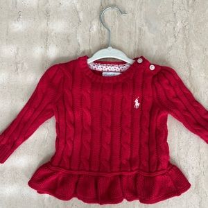 Ralph Lauren red ruffle sweater
